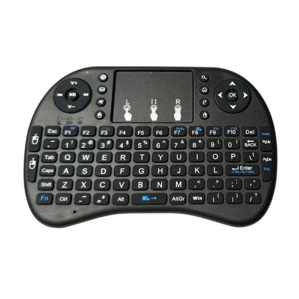 Mini Wireless Keyboard Remote with Touchpad Mouse Black Handheld QWERTY i8 Form